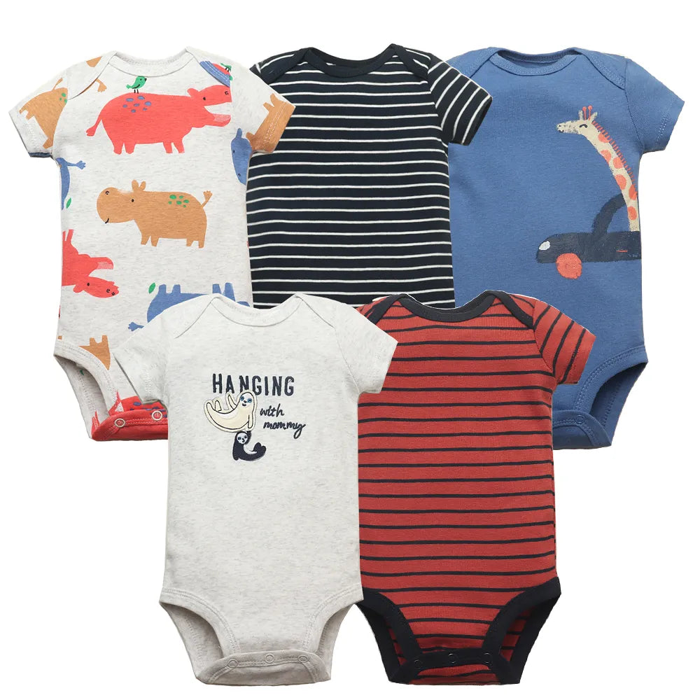 Baby Cotton Bodysuits Short Sleeve Unisex Newborn Jumpsuits